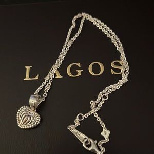Lagos Fluted Heart Pendant Necklace